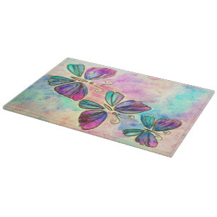Purple Pink Butterflies Cutting Board