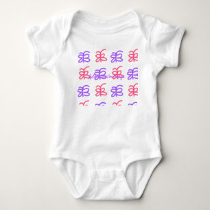 Purple pink butterfly doodle pattern add name text baby bodysuit
