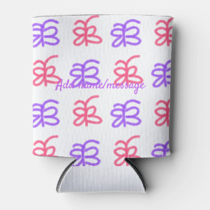 Purple pink butterfly doodle pattern add name text can cooler