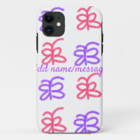 Purple pink butterfly doodle pattern add name text