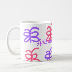 Purple pink butterfly doodle pattern add name text coffee mug