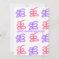 Purple pink butterfly doodle pattern add name text