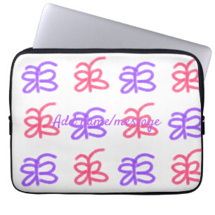 Purple pink butterfly doodle pattern add name text laptop sleeve