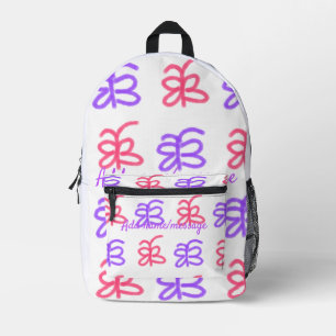 Purple pink butterfly doodle pattern add name text printed backpack