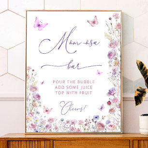 Purple Pink Butterfly Garden Mum-osa Bar Poster