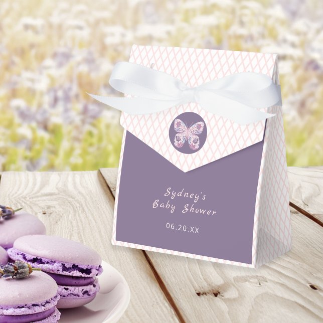 Purple Pink Butterfly Personalised Favour Box (Creator Uploaded)