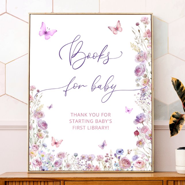 Purple Pink Butterfly Wildflowers Books for Baby Poster (Creator Uploaded)