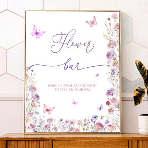 Purple Pink Butterfly Wildflowers Flower Bar Poster