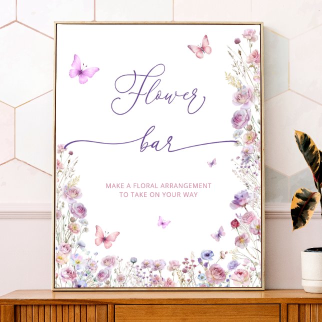 Purple Pink Butterfly Wildflowers Flower Bar Poster (Creator Uploaded)