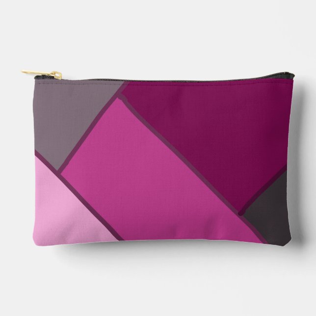 Purple Pink Charcoal Colour Block  Accessory Pouch (Front)