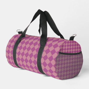 Purple Pink Checker Diamond Pattern Small Duffle Bag