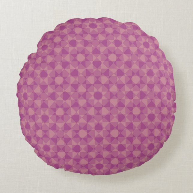 Purple Pink Checker Diamond Plaid Pattern Round Cushion (Front)