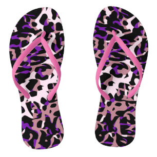 Purple Pink Cheetah Abstract Thongs