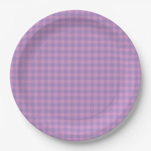 Purple Pink Chequerboard Pattern Paper Plate