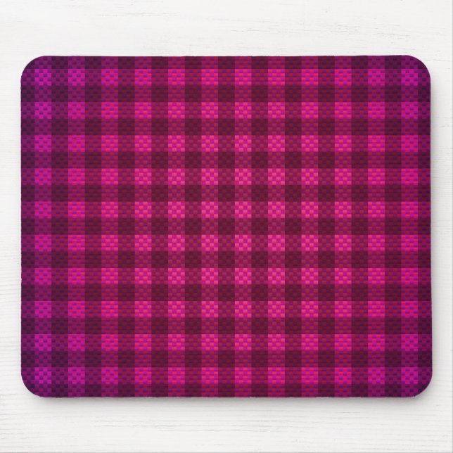 Purple pink chequered carbon fibre patterned mouse pad (Front)