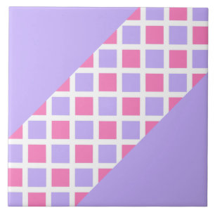 Purple Pink Chequered Diamond Pattern Ceramic Tile