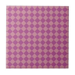 Purple Pink Chequered Diamond Pattern Ceramic Tile