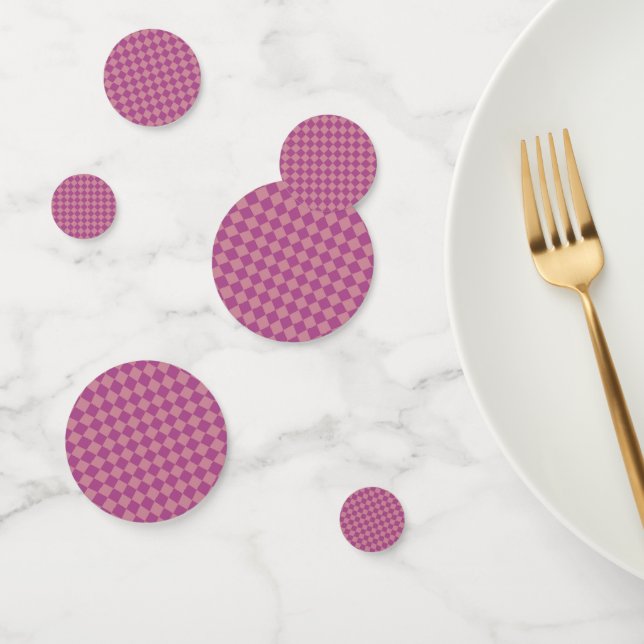 Purple Pink Chequered Diamond Pattern Confetti (Group)