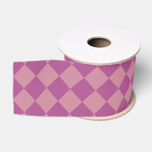 Purple Pink Chequered Diamond Pattern Grosgrain Ribbon