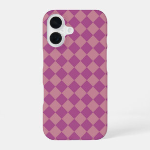 Purple Pink Chequered Diamond Pattern iPhone 16 Case