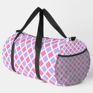 Purple Pink Chequered Diamond Pattern Large Duffle Bag