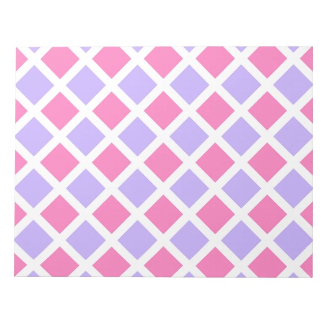 Purple Pink Chequered Diamond Pattern Notepad (Front)