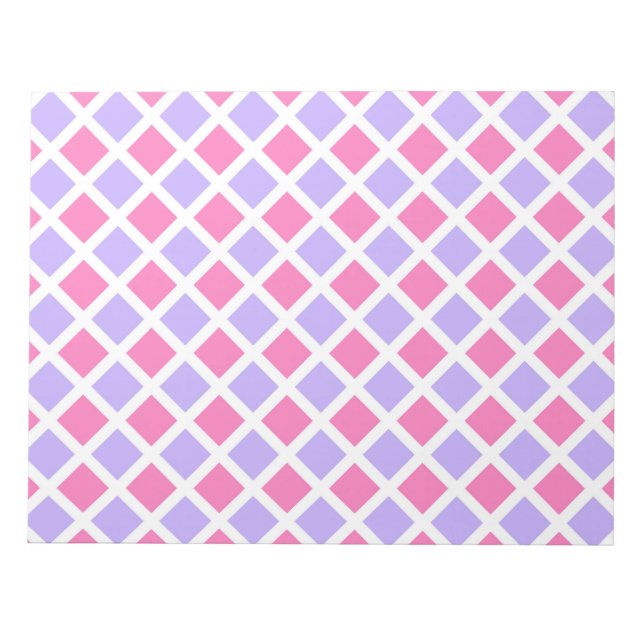 Purple Pink Chequered Diamond Pattern Notepad (Front)