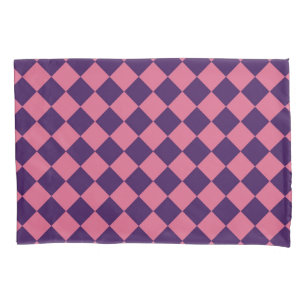 Purple Pink Chequered Diamond Pattern Pillowcase