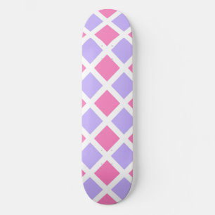 Purple Pink Chequered Diamond Pattern Skateboard