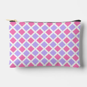 Purple Pink Chequered Diamond Pattern Small Accessory Pouch
