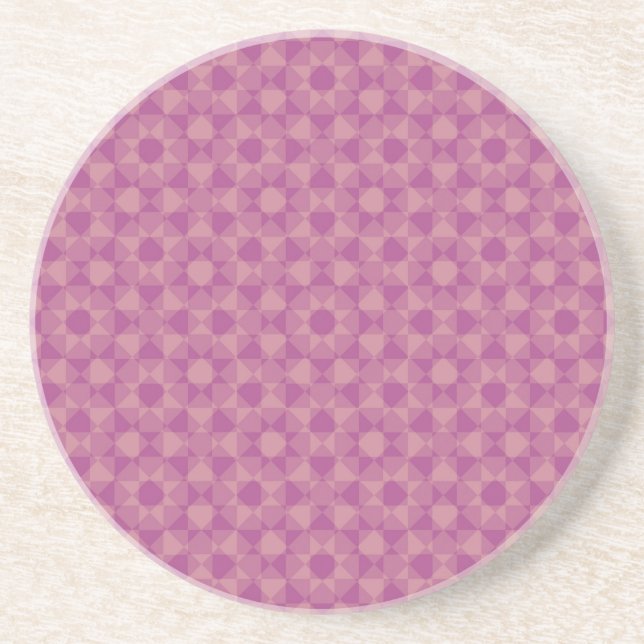 Purple Pink Chequered Diamond Plaid Pattern Coaster (Front)