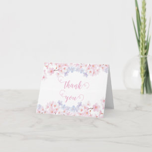 Purple & Pink Cherry Blossom Garden Bridal Shower Thank You Card