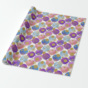 Purple & Pink Christmas Ornament Wrapping Paper