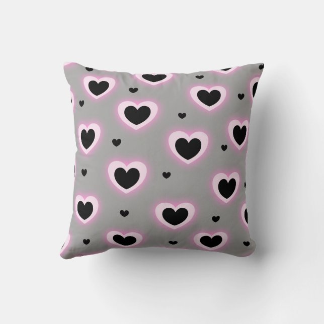 Purple Pink Cute Cosy Modern Romantic Chic Heart  Cushion