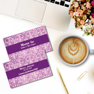 Purple Pink Damask Business Card