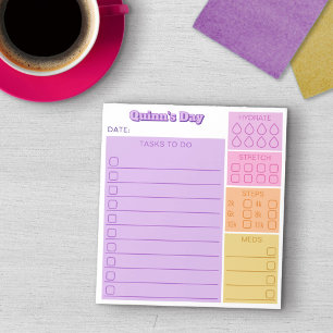 Purple Pink Day Tracker Tasks Steps Meds Notepad
