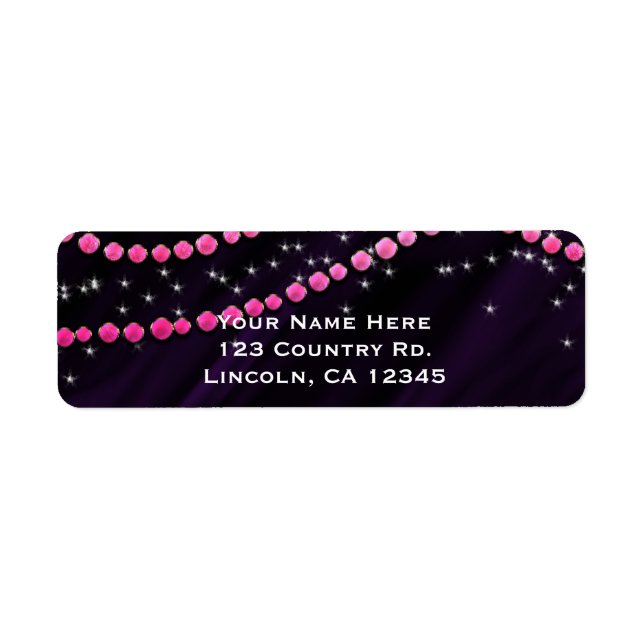 Purple & Pink Diamond Bling Glam Sparkle Return Address Label (Front)
