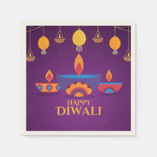 Purple pink Diwali light illustration Napkin