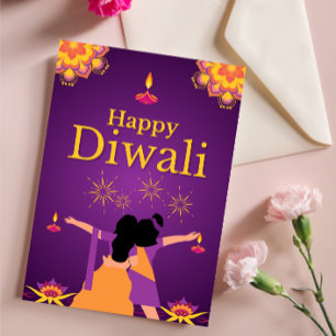 Purple pink Diwali light illustration  Pedestal Sign