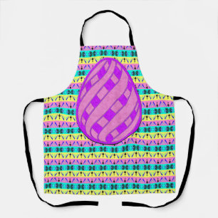 Purple & Pink Easter Egg Colourful Strips Apron