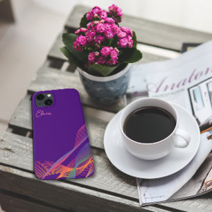 Purple pink elegant colourful wavy iPhone 13 case