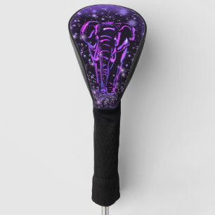 Purple Pink Elephant Walking At Starry Night Golf Head Cover