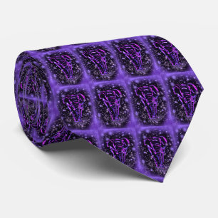 Purple Pink Elephants Walking At Starry Night Tie
