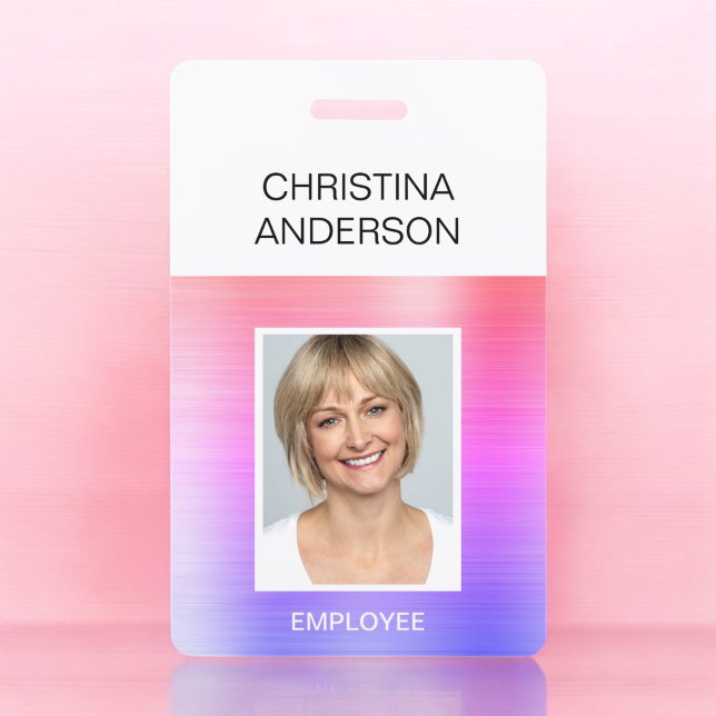 Purple Pink Employee  - Name Photo Corporate ID Badge (Creator Uploaded)