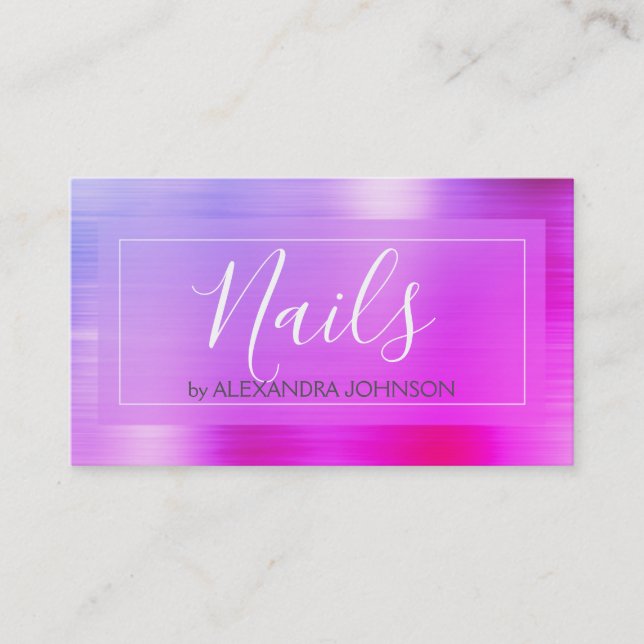 Purple Pink Finger Nails Salon Business Card (Front)