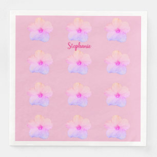 Purple Pink Floral Birthday Wedding Bridal Shower Napkin