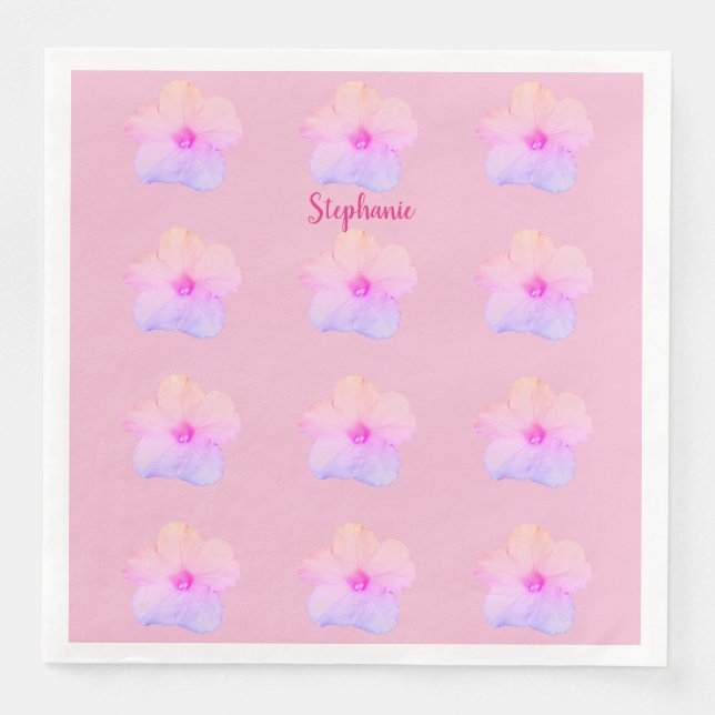 Purple Pink Floral Birthday Wedding Bridal Shower Napkin (Front)