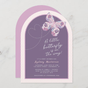 Purple Pink Floral Butterfly Baby Shower Invitation