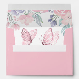 Purple Pink Floral Butterfly Envelope