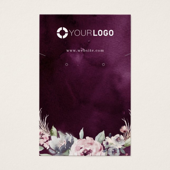 Purple pink floral custom logo earring display (Front)